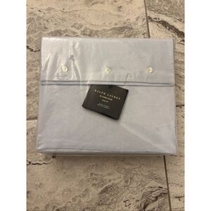 NEW Ralph Lauren Home RL Linen Solid Sheeting, true sky blue queen flat sheet, $